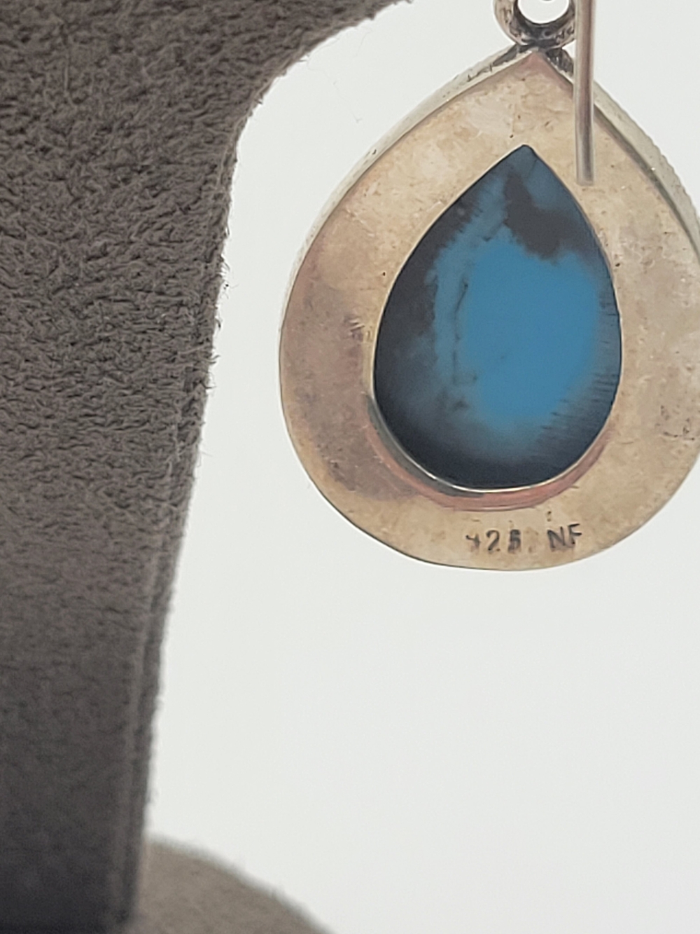 Sterling Silver Nickel Free Turquoise Dangle Tear drop Earrings - Picture 7 of 8